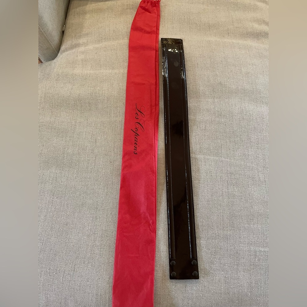 Les Copains Made in Italy Wide Patent Leather Fashion Belt in Brown‎ Size 40